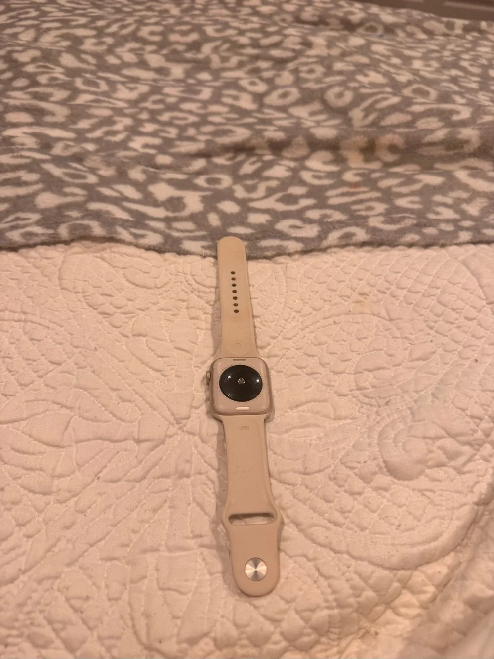 Apple watch with Cream Silicone Band